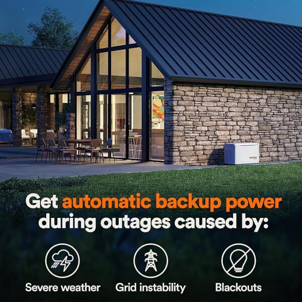 Generac Guardian 26kW Home Standby Generator with 200 Amp Transfer Switch, Durable All Aluminum, WiFi Enabled with G-Force Engine, Easy to Use, Whole House Power Backup, Smart Outage Solution - Bisque - Image 2