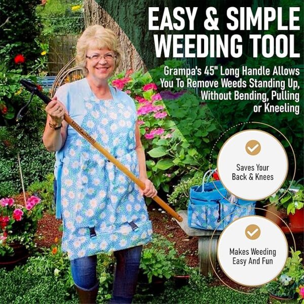 Grampa's Weeder - The Original Stand Up Weed Puller Tool with Long Handle - Made with Real Bamboo & 4-Claw Steel Head Design - Easily Remove Weeds Without Bending, Pulling, or Kneeling. - Image 2