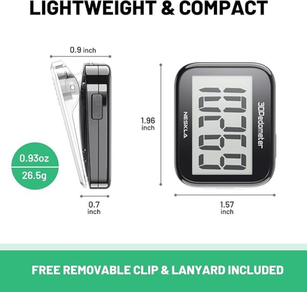 3D Pedometer for Walking, Simple Step Counter with Large Digital Display, Step Tracker with Removable Clip Lanyard, Accurately Track Steps for Men Women Kids Adults Seniors - Image 2