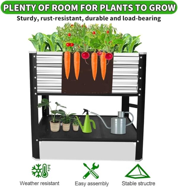 Elevated Metal Raised Garden Bed, Large Outdoor Metal Planter Box Big Flower Plant Pot for Planting Flowers Vegetables and Herbs (Silver, Small) - Image 2