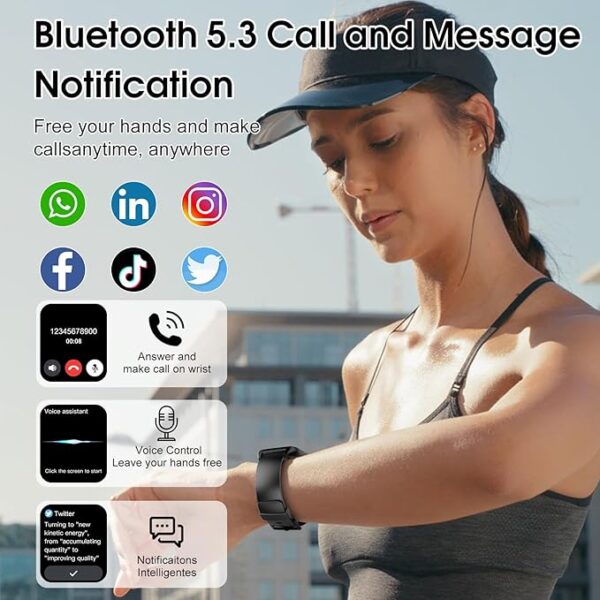 Smart Watch (Answer/Make Call), 1.85" Smartwatch for Men Women, 2025 Fitness Watch, 110+ Sport Modes/Heart Rate/Sleep Monitor/Pedometer, IP68 Waterproof Fitness Activity Tracker for Android iOS, Black - Image 2