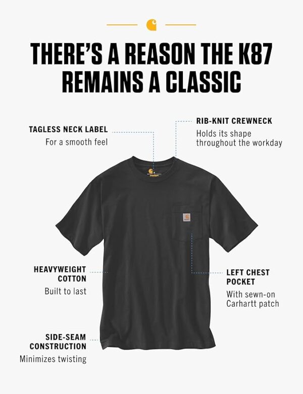 Carhartt Men's Loose Fit Heavyweight Short-Sleeve Pocket T-Shirt (Also Available in Big & Tall) - Image 2