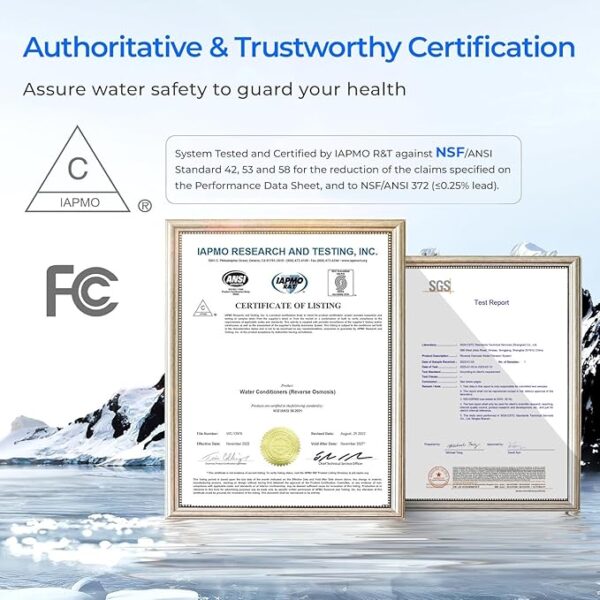 Waterdrop G3P600 Reverse Osmosis System, 8 Stage Tankless Reverse Osmosis Water Filter, NSF/ANSI 42 & 58 & 372 Certified, Under Sink RO System, 2:1 Pure to Drain, Smart LED Faucet - Image 2