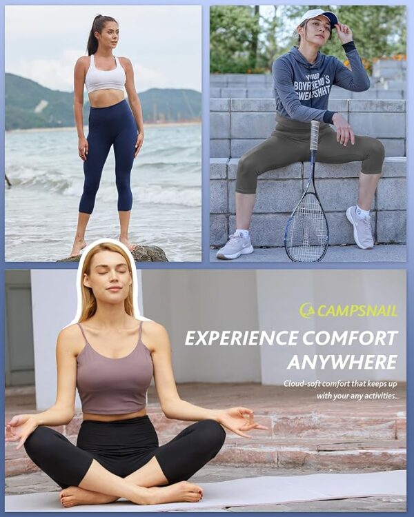 CAMPSNAIL 4 Pack Capri Leggings for Women - High Waisted Capris Tummy Control Yoga Pants with Pockets Workout Cycling Tights - Image 2