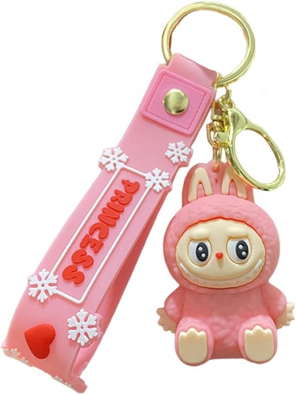 Labubu Keychain, Cute Labubu Doll Wristlet Accessories Kawaii Monster Key Chain Bag Charm Gift for Women