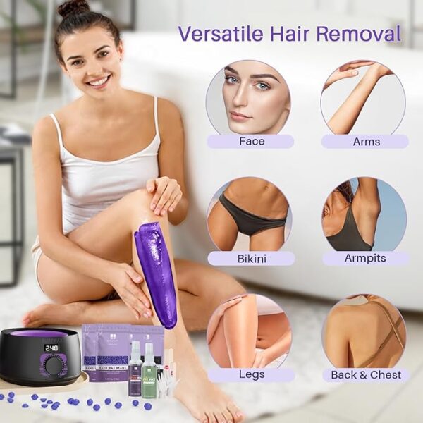 BLITZWAX Brazilian and Bikini Waxing Kit for Women, Hard Wax Warmer for Face, Legs and Body, At Home Hair Removal Kit, Beginner Friendly, Digital Fast Heating, 51 Wax Items - Image 2