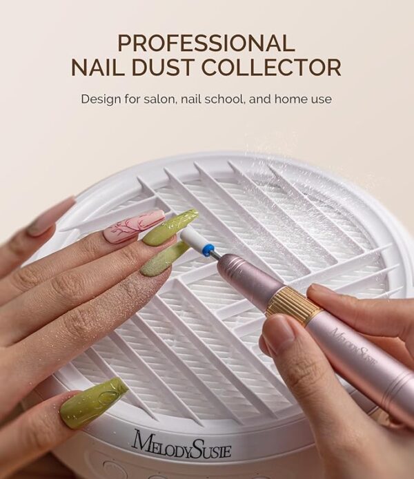MelodySusie Nail Dust Collector,Compact Vacuum Fan Dust Collector for Beginner with Reusable Filter,HPro Powerful Dust Suction Machine Manicure Pedicure Tool for Acrylic Nail Polishing,Salon & Home - Image 2