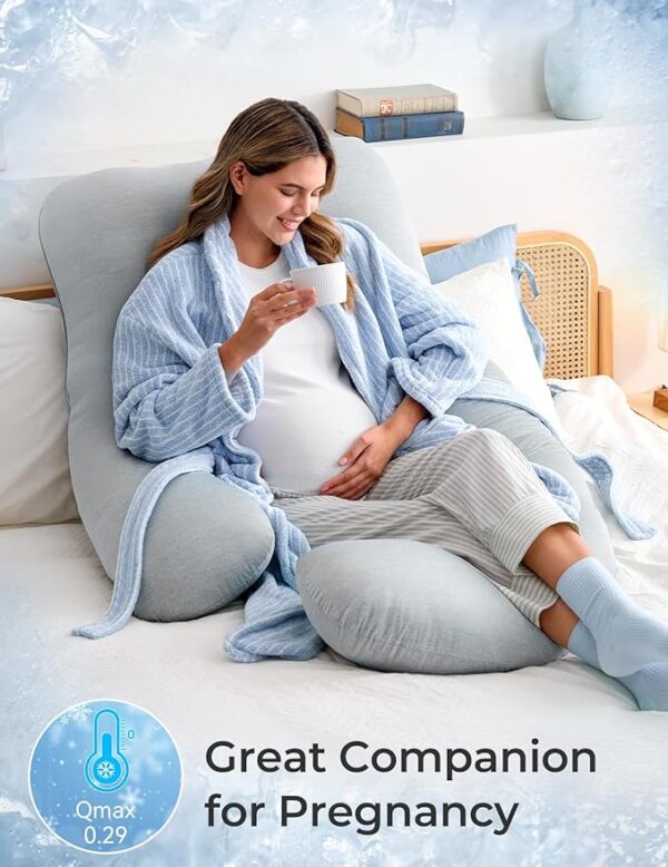 Momcozy Pregnancy Pillows with Cooling Cover, U-Shaped Full Body Maternity Pillow for Side Sleepers 57 Inch - Support for Back, Hip, Belly, Legs for Pregnant Women - Image 2