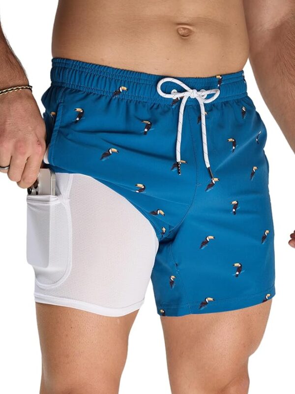 Arcweg Mens Swimming Trunks 2 in 1 with Boxer Liner 5.5" Quick Dry Swimwear Bathing Suit Swim Shorts with Zipper Pockets