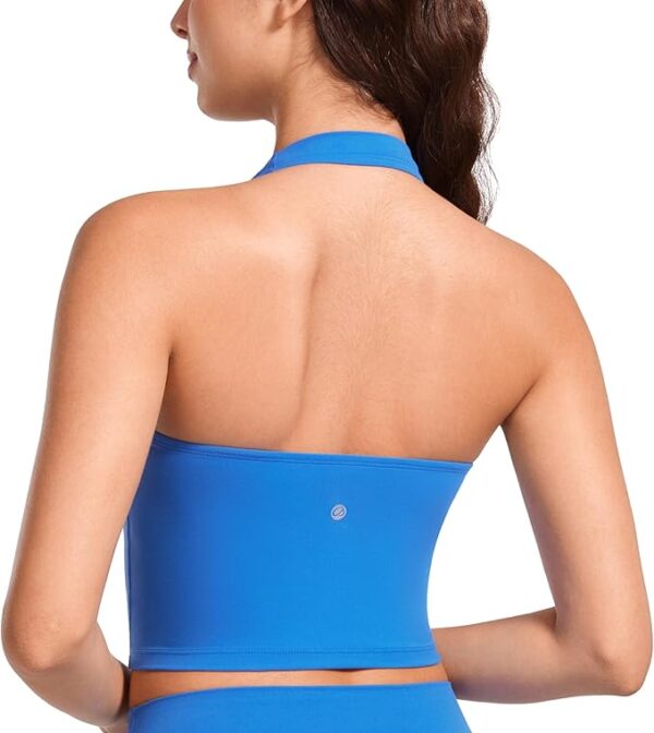 CRZ YOGA Womens Butterluxe Halter Longline Sports Bra - Padded Workout Yoga Crop Tops Tanks with Built in Pads - Image 2