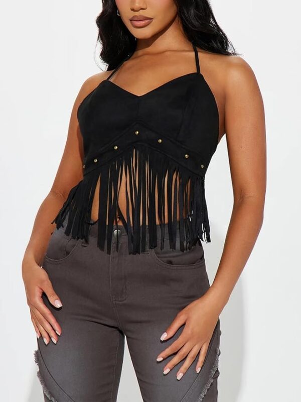 Country Concert Outfit for Women Fringe Western Rodeo Cowgirl Shirts 70s Hippie Tops with Tassel - Image 2